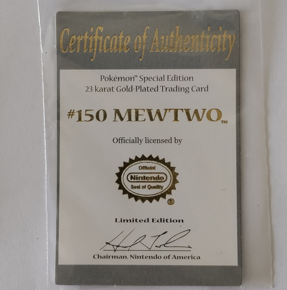 Mewtwo 1999 23 Karat Gold Pokemon Trading Card With COA and Pokemon Ball - Picture 8 of 11